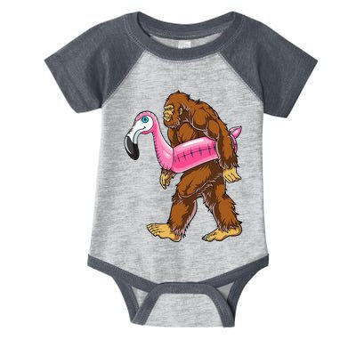 Pool Party Bigfoot Flamingo Wo Sasquatch Pink Float Infant Baby Jersey Bodysuit