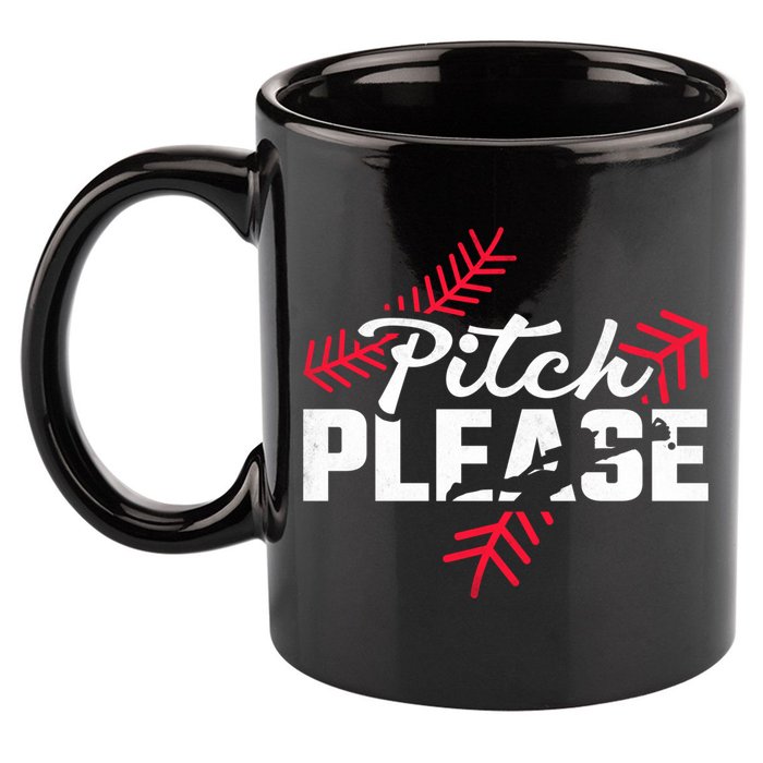 Pitch Please Baseball Cute Gift 11oz C Handle Ceramic Mug