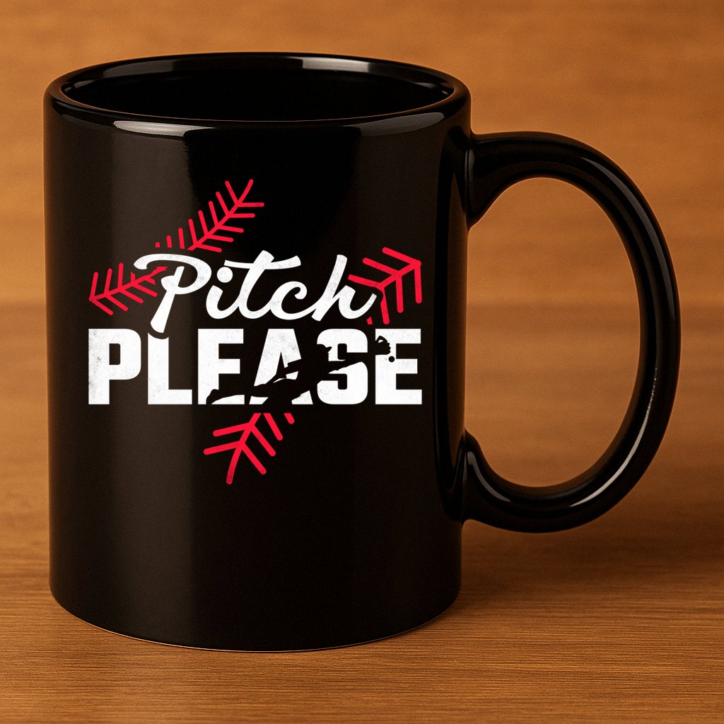 Pitch Please Baseball Cute Gift 11oz C Handle Ceramic Mug