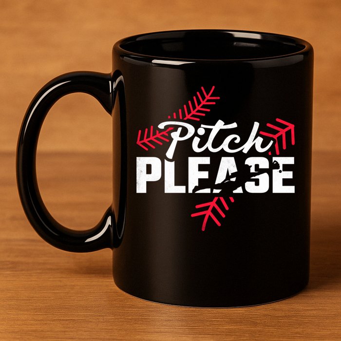 Pitch Please Baseball Cute Gift 11oz C Handle Ceramic Mug