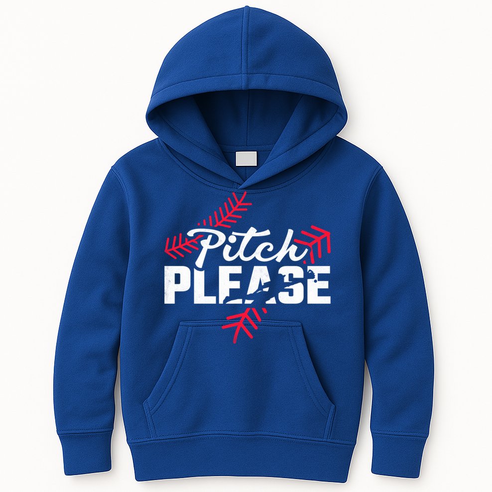 Pitch Please Baseball Cute Gift Kids Hoodie