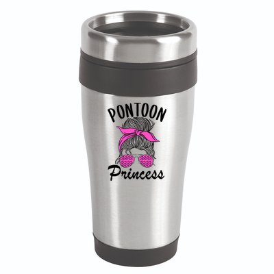 Pontoon Princess Boating Mom Lake Life Funny Pontooning Meaningful Gift 16oz Travel Tumbler