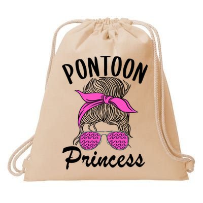 Pontoon Princess Boating Mom Lake Life Funny Pontooning Meaningful Gift Drawstring Bag