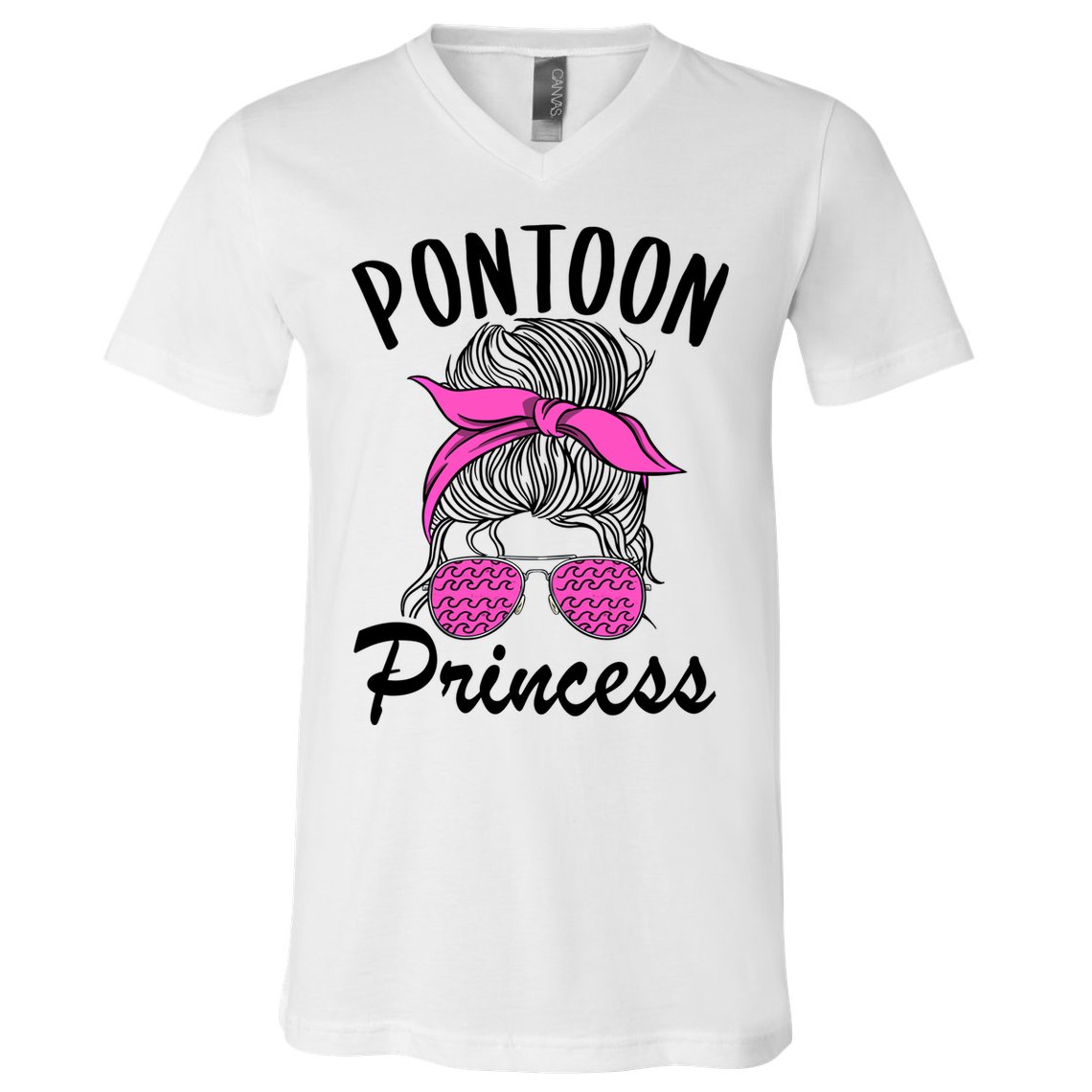 Pontoon Princess Boating Mom Lake Life Funny Pontooning Meaningful Gift V-Neck T-Shirt