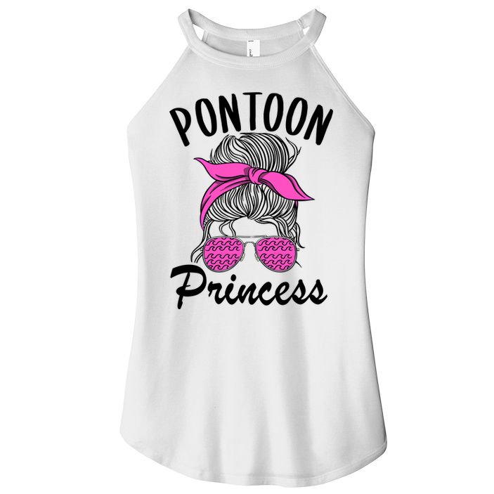 Pontoon Princess Boating Mom Lake Life Funny Pontooning Meaningful Gift Women's Perfect Tri Rocker Tank