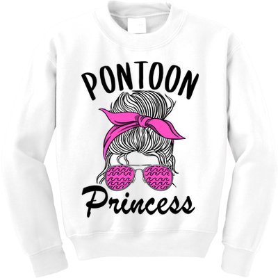 Pontoon Princess Boating Mom Lake Life Funny Pontooning Meaningful Gift Kids Sweatshirt