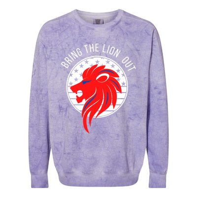 Patriot Party Bring The Lion Out American Conservative Maga Gift Colorblast Crewneck Sweatshirt