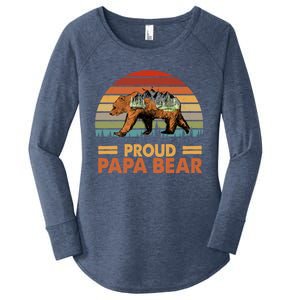 Proud Papa Bear Fathers Day Retro Dad Gift Women's Perfect Tri Tunic Long Sleeve Shirt