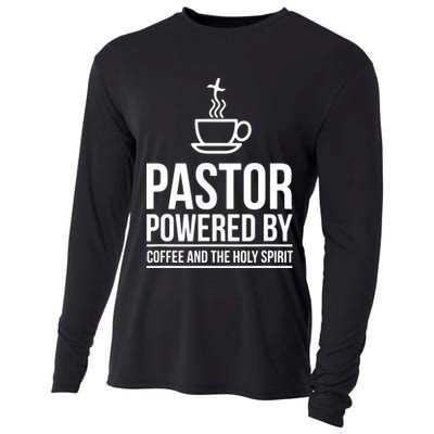 Pastor Powered By Coffe And The Holy Spirit Cooling Performance Long Sleeve Crew