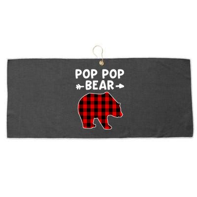 Pop Pop Bear Red Black Plaid Bear Christmas Promoted Grandpa Gift Large Microfiber Waffle Golf Towel