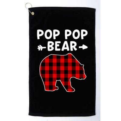 Pop Pop Bear Red Black Plaid Bear Christmas Promoted Grandpa Gift Platinum Collection Golf Towel