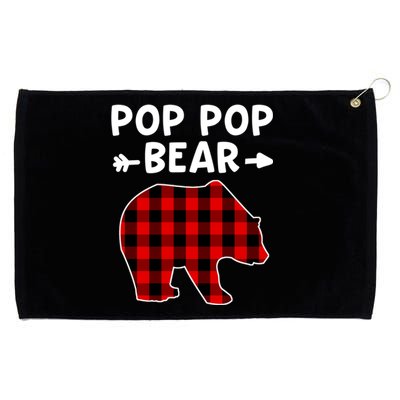 Pop Pop Bear Red Black Plaid Bear Christmas Promoted Grandpa Gift Grommeted Golf Towel