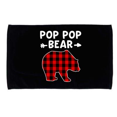 Pop Pop Bear Red Black Plaid Bear Christmas Promoted Grandpa Gift Microfiber Hand Towel