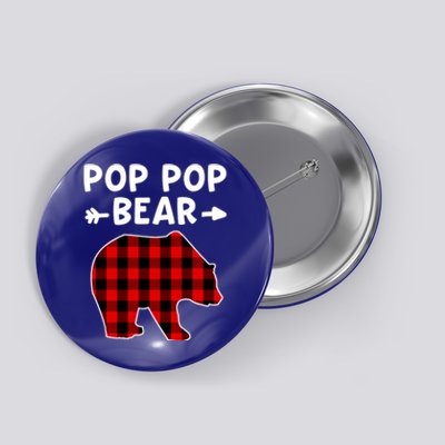 Pop Pop Bear Red Black Plaid Bear Christmas Promoted Grandpa Gift Button