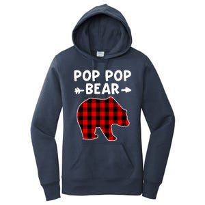 Pop Pop Bear Red Black Plaid Bear Christmas Promoted Grandpa Gift Women's Pullover Hoodie