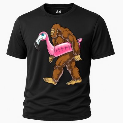Pool Party Bigfoot Flamingo Men Women Sasquatch Pink Float Performance Shirt