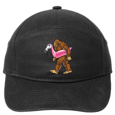 Pool Party Bigfoot Flamingo Men Women Sasquatch Pink Float 7-Panel Snapback Hat