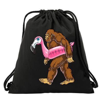 Pool Party Bigfoot Flamingo Men Women Sasquatch Pink Float Drawstring Bag