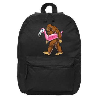 Pool Party Bigfoot Flamingo Men Women Sasquatch Pink Float 16 in Basic Backpack