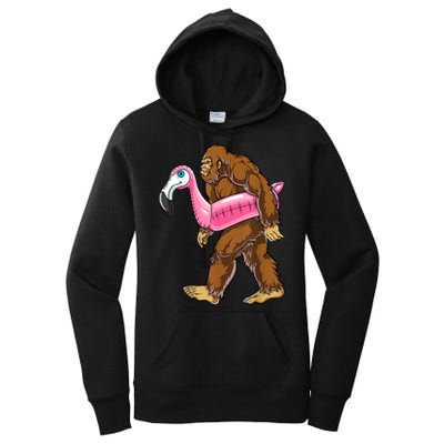 Pool Party Bigfoot Flamingo Men Women Sasquatch Pink Float Women's Pullover Hoodie