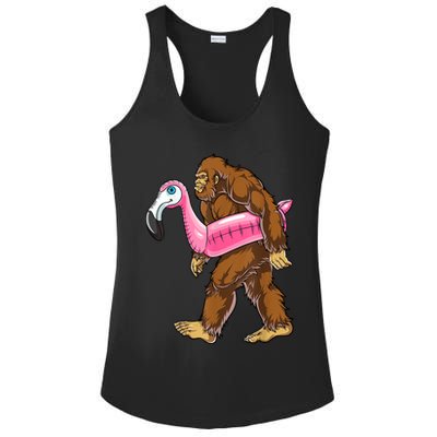 Pool Party Bigfoot Flamingo Men Women Sasquatch Pink Float Ladies PosiCharge Competitor Racerback Tank