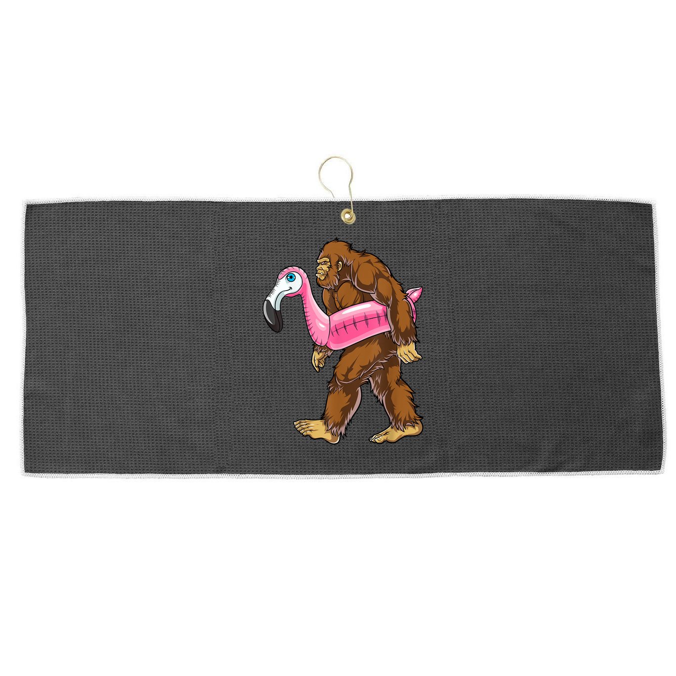 Pool Party Bigfoot Flamingo Men Women Sasquatch Pink Float Large Microfiber Waffle Golf Towel