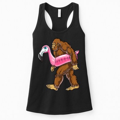 Pool Party Bigfoot Flamingo Men Women Sasquatch Pink Float Womens Tank Top