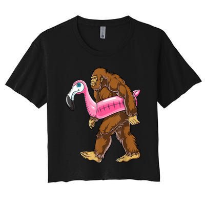 Pool Party Bigfoot Flamingo Men Women Sasquatch Pink Float Crop Top