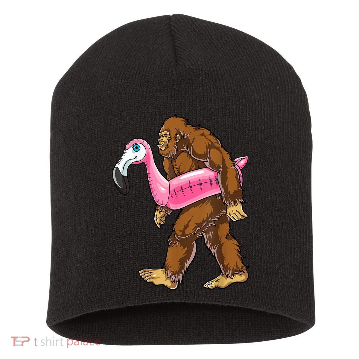 Pool Party Bigfoot Flamingo Men Women Sasquatch Pink Float Short Acrylic Beanie