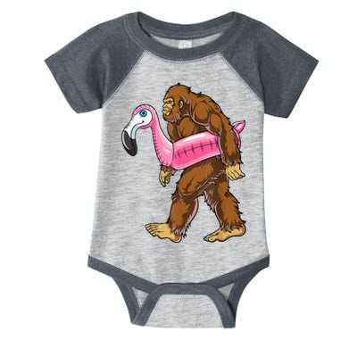 Pool Party Bigfoot Flamingo Men Women Sasquatch Pink Float Infant Baby Jersey Bodysuit
