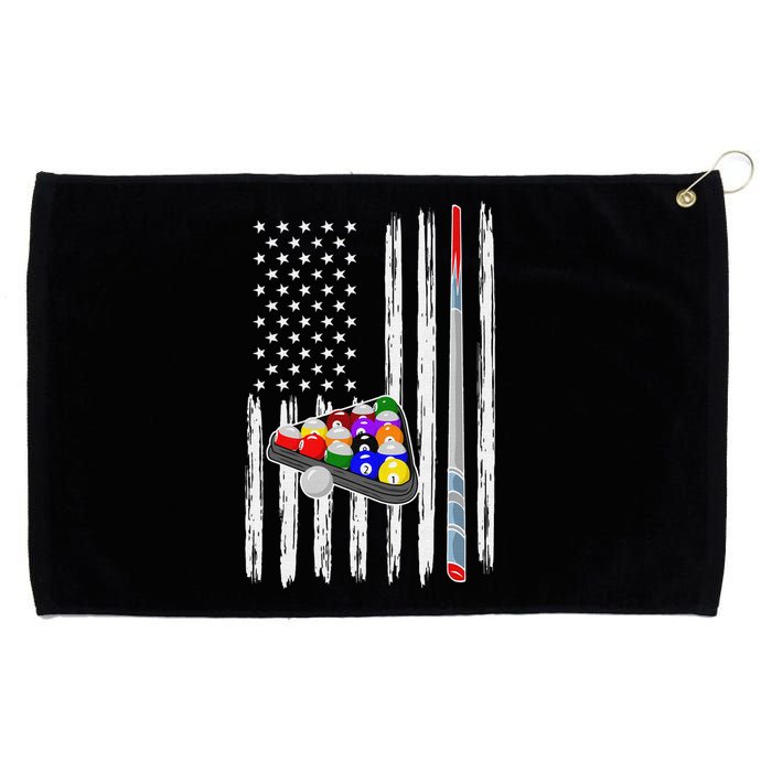 Pool Player Billiards Cue Balls Distressed American Flag Grommeted Golf Towel