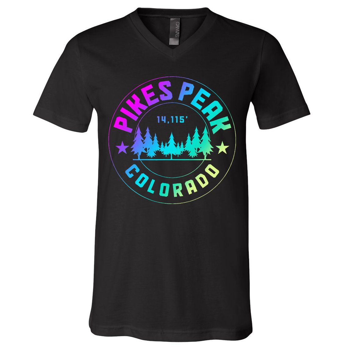 Pikes Peak Colorado Mountain Hiking V-Neck T-Shirt