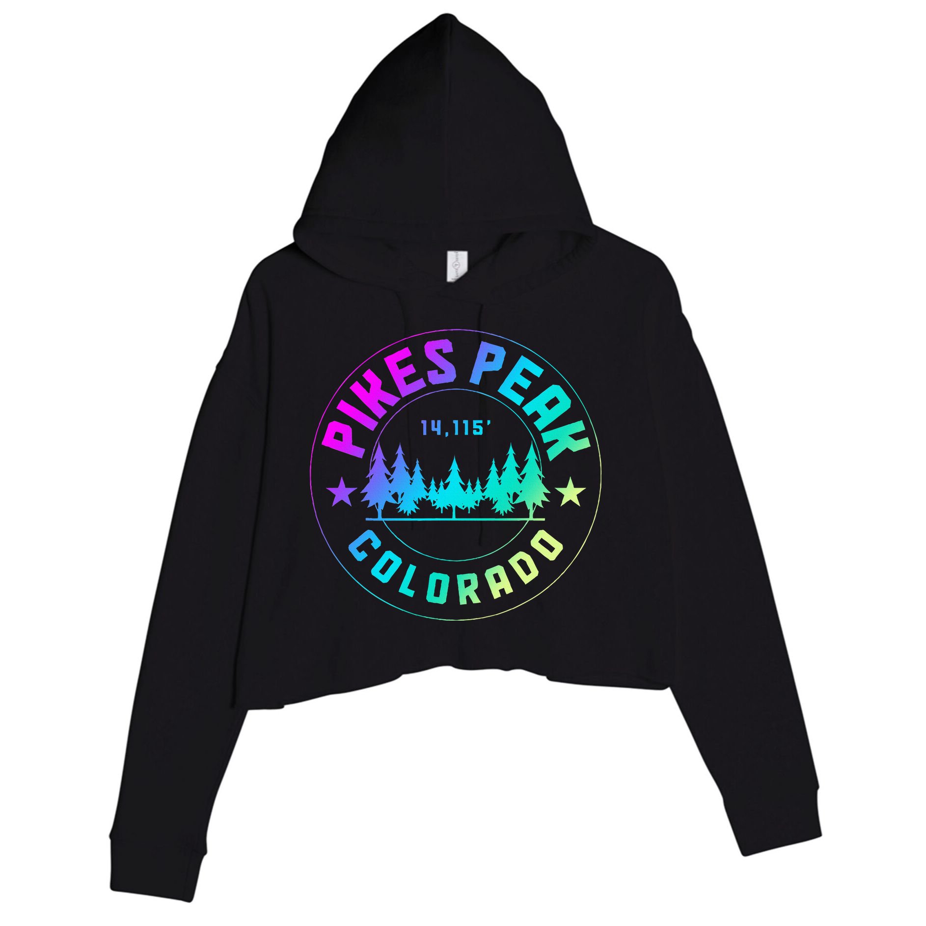 Pikes Peak Colorado Mountain Hiking Crop Fleece Hoodie