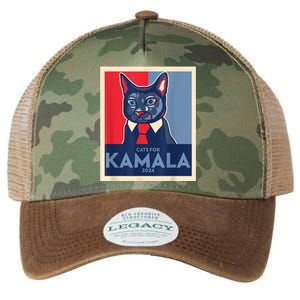 Politically Purrfect Cats For Kamala Harris 2024 President Legacy Tie Dye Trucker Hat