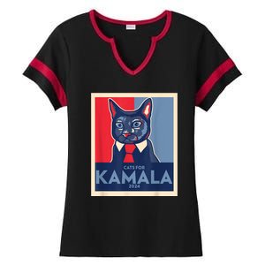 Politically Purrfect Cats For Kamala Harris 2024 President Ladies Halftime Notch Neck Tee