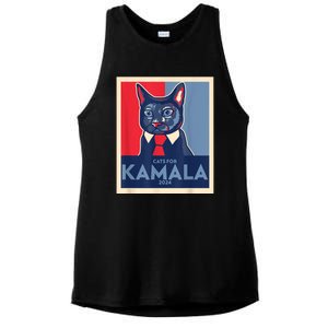 Politically Purrfect Cats For Kamala Harris 2024 President Ladies PosiCharge Tri-Blend Wicking Tank