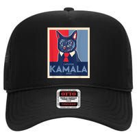 Politically Purrfect Cats For Kamala Harris 2024 President High Crown Mesh Back Trucker Hat