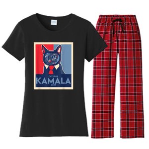 Politically Purrfect Cats For Kamala Harris 2024 President Women's Flannel Pajama Set