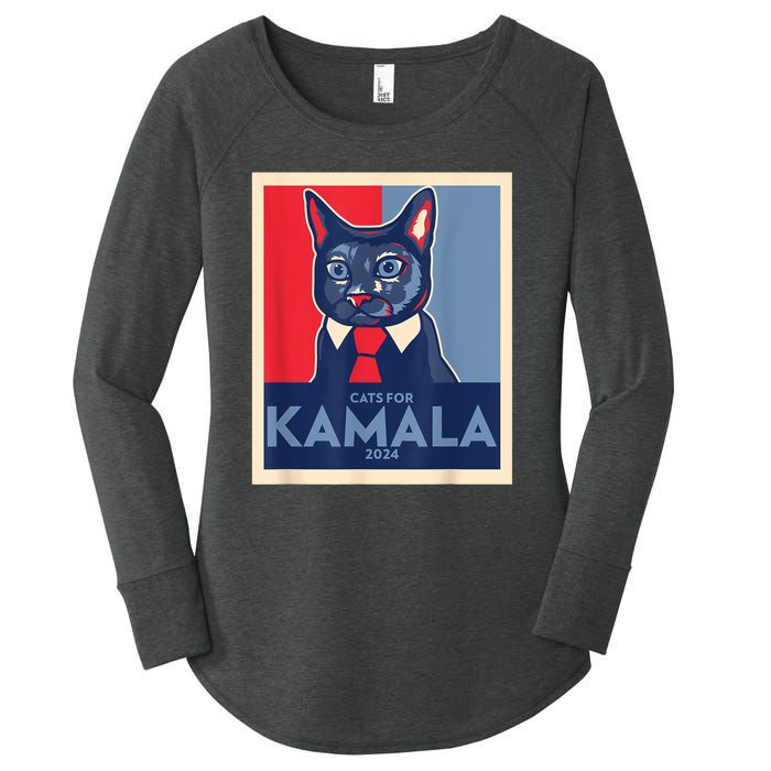 Politically Purrfect Cats For Kamala Harris 2024 President Women's Perfect Tri Tunic Long Sleeve Shirt