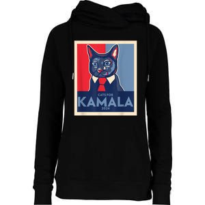 Politically Purrfect Cats For Kamala Harris 2024 President Womens Funnel Neck Pullover Hood