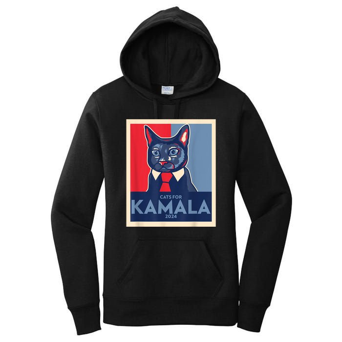 Politically Purrfect Cats For Kamala Harris 2024 President Women's Pullover Hoodie