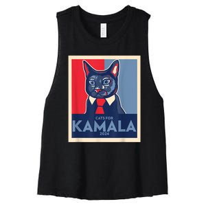 Politically Purrfect Cats For Kamala Harris 2024 President Women's Racerback Cropped Tank