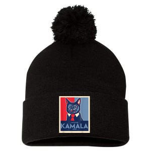 Politically Purrfect Cats For Kamala Harris 2024 President Pom Pom 12in Knit Beanie