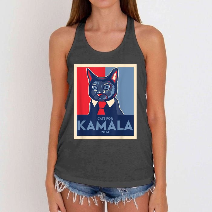 Politically Purrfect Cats For Kamala Harris 2024 President Women's Knotted Racerback Tank