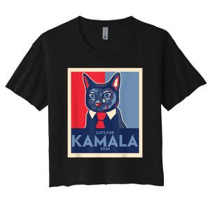 Politically Purrfect Cats For Kamala Harris 2024 President Women's Crop Top Tee