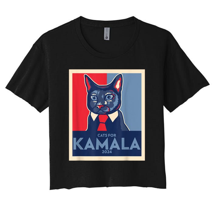 Politically Purrfect Cats For Kamala Harris 2024 President Women's Crop Top Tee