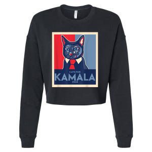 Politically Purrfect Cats For Kamala Harris 2024 President Cropped Pullover Crew