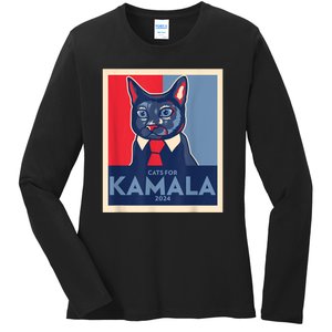 Politically Purrfect Cats For Kamala Harris 2024 President Ladies Long Sleeve Shirt