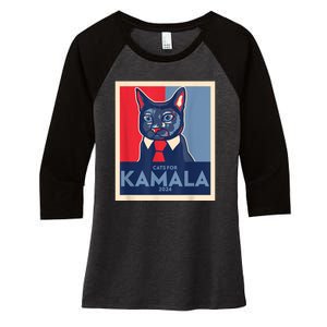 Politically Purrfect Cats For Kamala Harris 2024 President Women's Tri-Blend 3/4-Sleeve Raglan Shirt