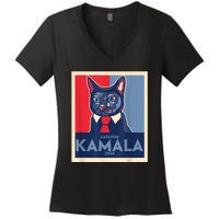 Politically Purrfect Cats For Kamala Harris 2024 President Women's V-Neck T-Shirt